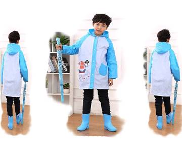 Cute Cartoon Kids Non Toxic PVC Raincoat - Blue
