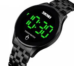 SKMEI 1579 LED Touch Screen Watch for Men-Silver & Black