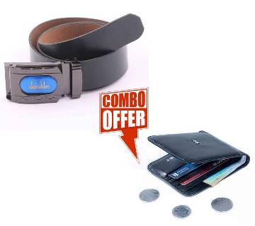 Mens Formal Belt & Artificial leather wallet combo