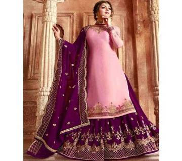 Semi Stitched Embroidery Georgette Three Piece