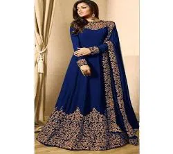 Semi stitched Georgette Embroidery Long Suit (Replica)