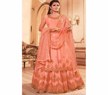 Semi Stitched Georgette Sarara Designer Dress-pink 