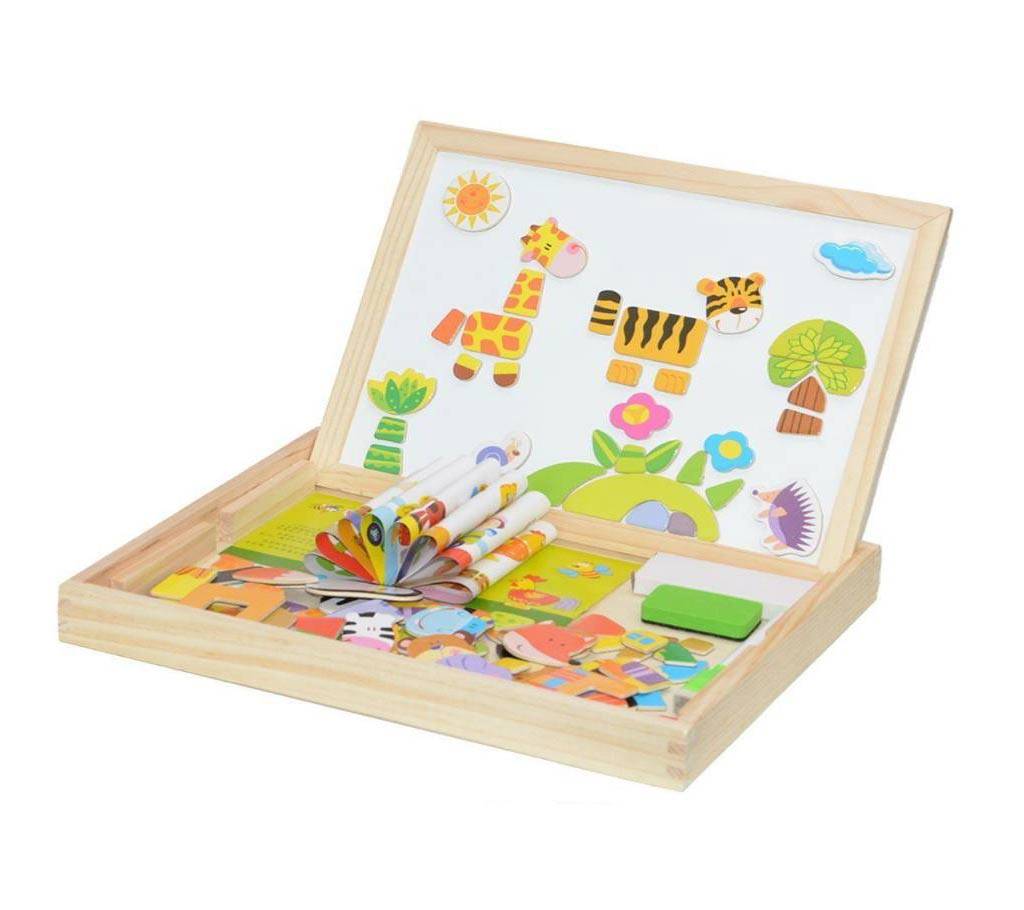 100 Pieces Wooden Kids Toy Magnetic Board Puzzle Games বাংলাদেশ - 668257
