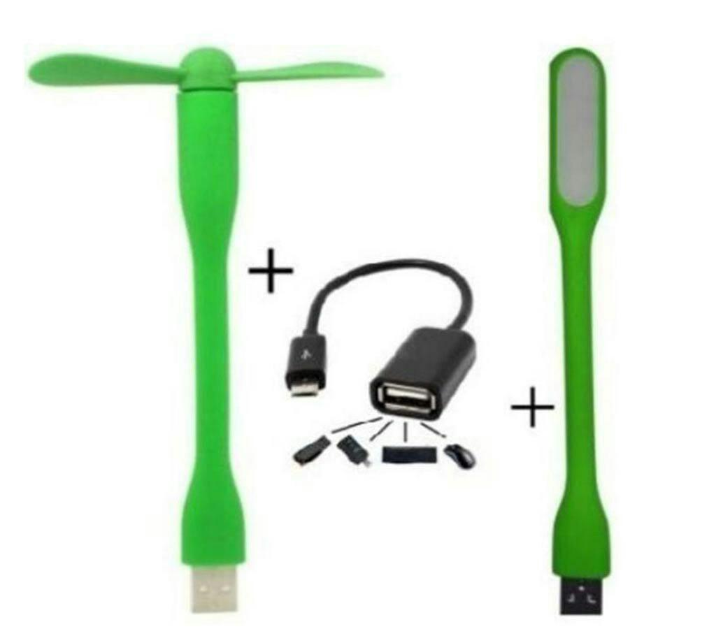 USB Fan USB Light & OTG Cable কম্বো বাংলাদেশ - 763254