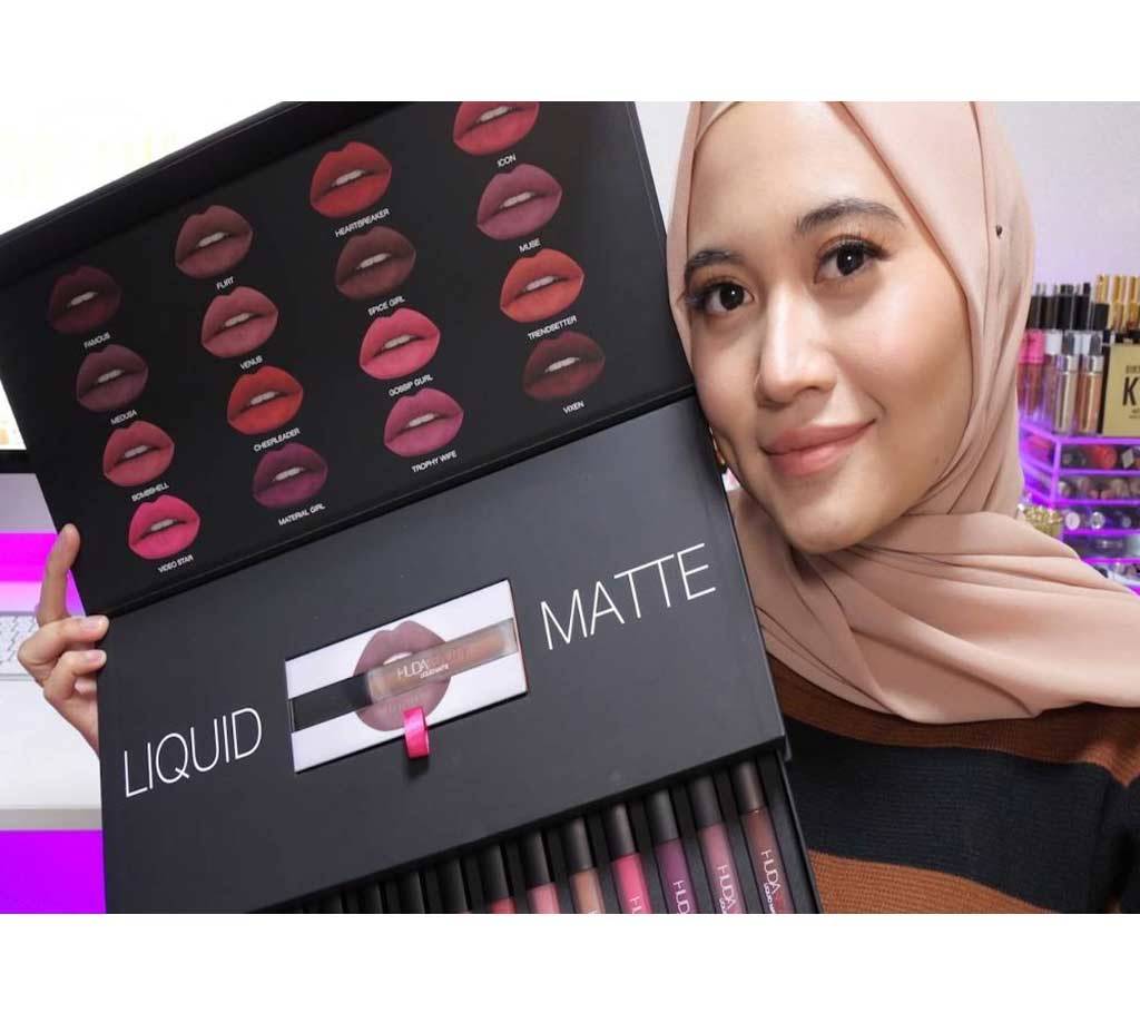 Huda beauty Combo Liquid Matte Lipstick Set Of 16 Piece বাংলাদেশ - 743421