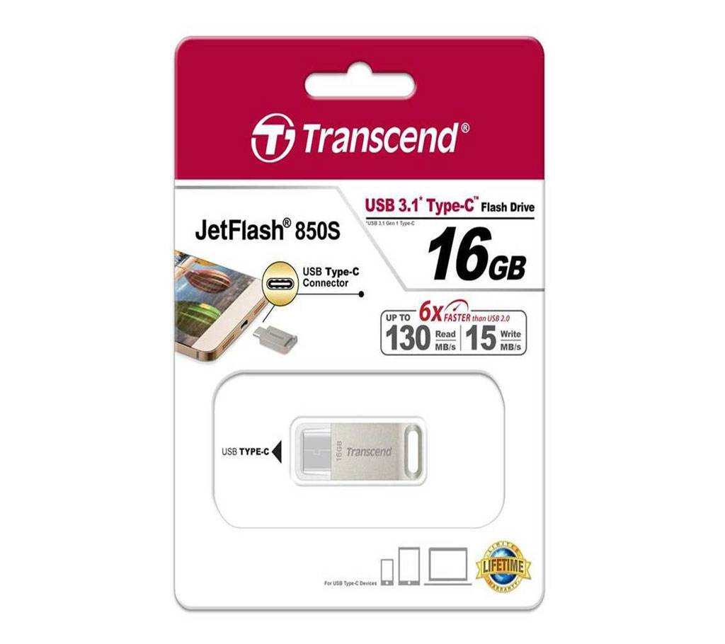 Transcend JetFlash 850S USB 3.1 Type C 16gb OTG পেনড্রাইভ বাংলাদেশ - 673205