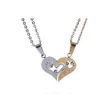 Golden and Silver Zinc Alloy Couples Heart Shape Necklace For Unisex