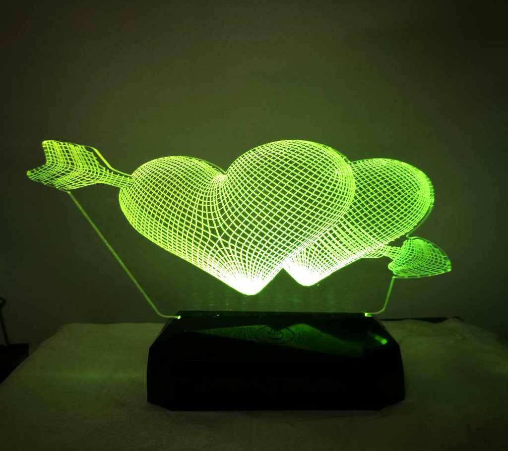 Creative 3D LED Hearts Lamp বাংলাদেশ - 686821