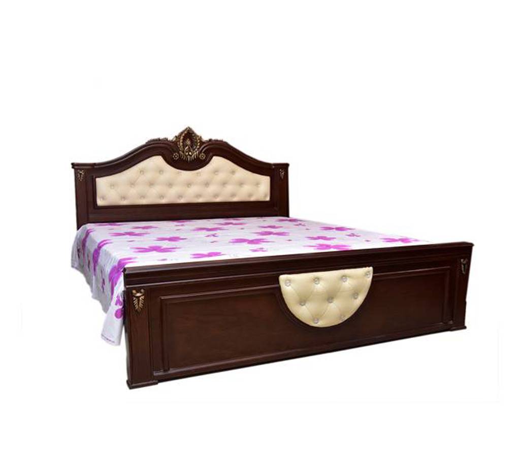 Solid Wood & Oak Vinner Double Size Bed বাংলাদেশ - 696299