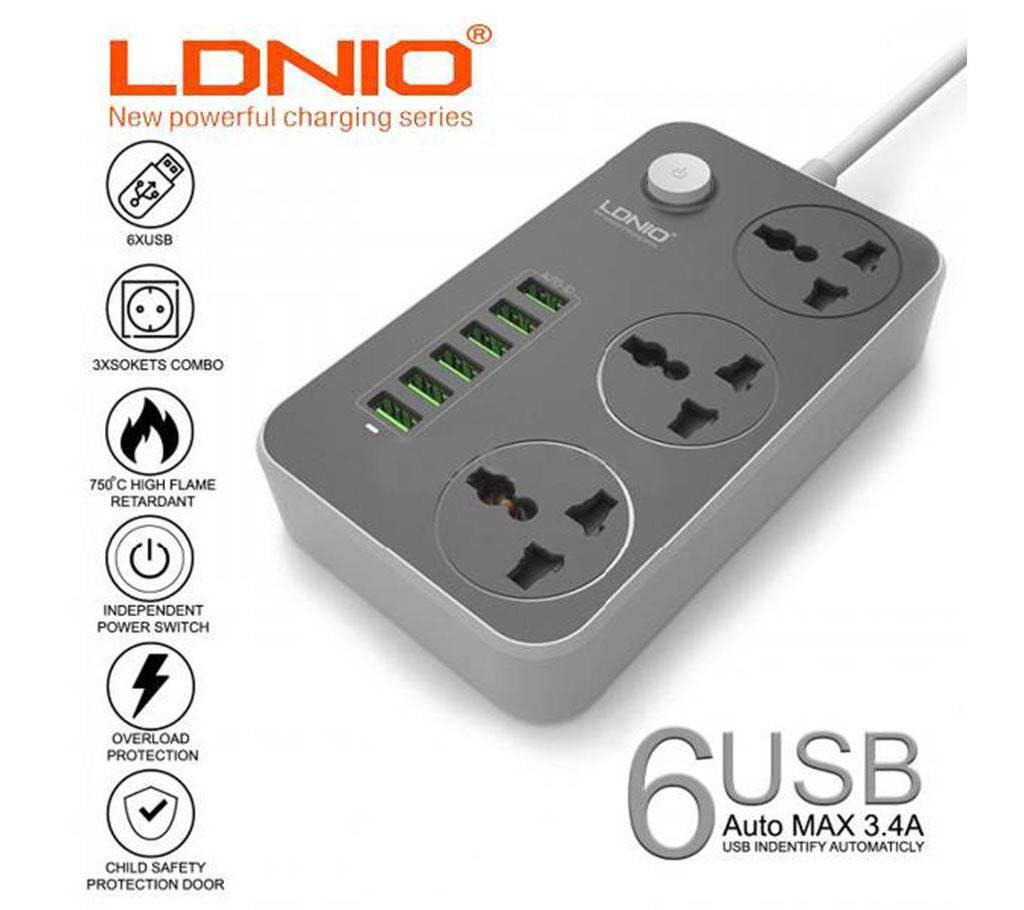 Ldnio 6 USB Charger With Multi Plug বাংলাদেশ - 701583