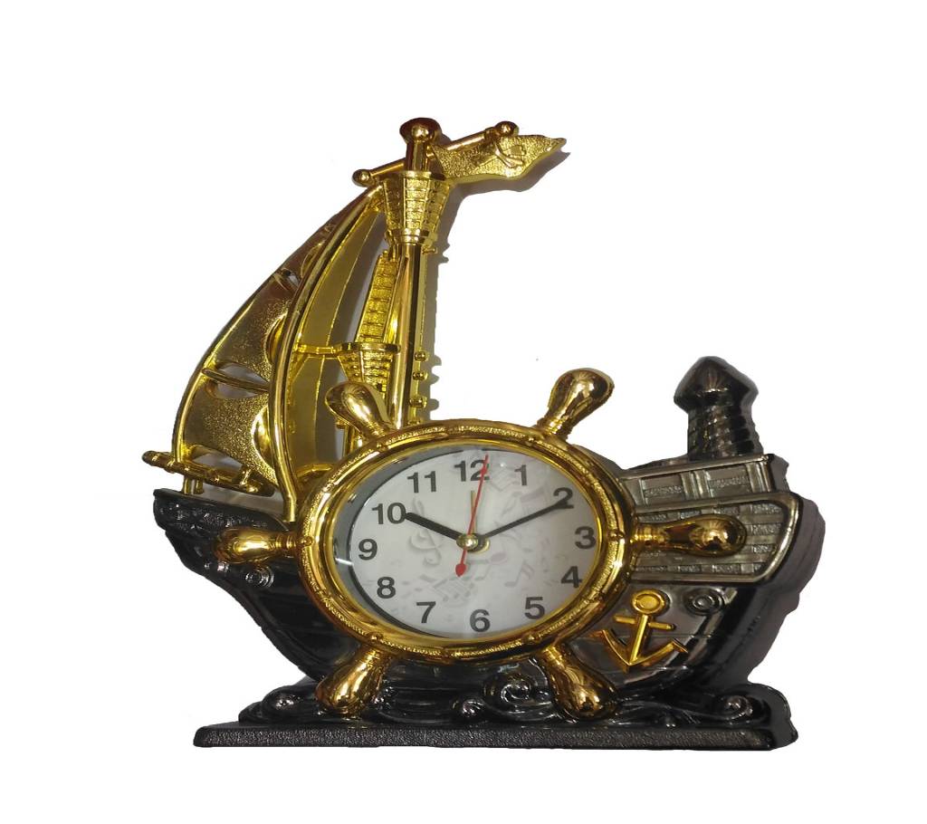 Ship with Watch Showpiece for Gift-24.5cm বাংলাদেশ - 734035