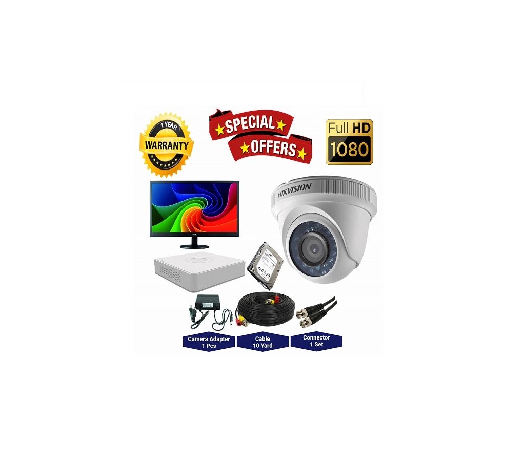 1 Pcs Hikvision Camera 2MP, DVR, 1TB HDD, 19” LED মনিটর ফুল সিসিটিভি ক্যামেরা প্যাকেজ বাংলাদেশ - 1140625
