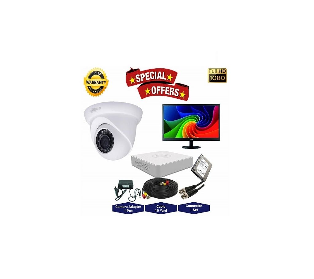 1nos Dahua 2 Megapixels Resolution HD CCTV Camera, DVR, 1TB HDD, 19” LED মনিটর ফুল প্যাকেজ বাংলাদেশ - 1141015