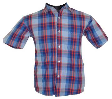 Blue Red Tartan Check Shirt