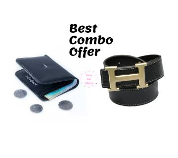 Mans Wallet & Hermes Black Leather Belt for Men - Combo Offer