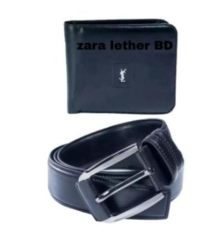 black artificial lether belt and wallet combo offer for men