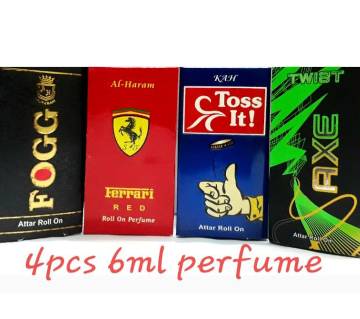 4pcs 6ml Concentrated Perfume (Attor) Combo (Fogg, Axe twist, Ferrari red, Toss it)
