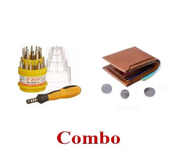 Brown Wallet (Premium Aritificial Leather)+31 in 1 Tool Set
