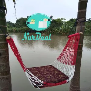 Hand Made of Wooden Dulna Adult Rope Bed Hanging Dulna Use for All People Large Swing Rope Bed Rattan Dulna - Camping Hammock