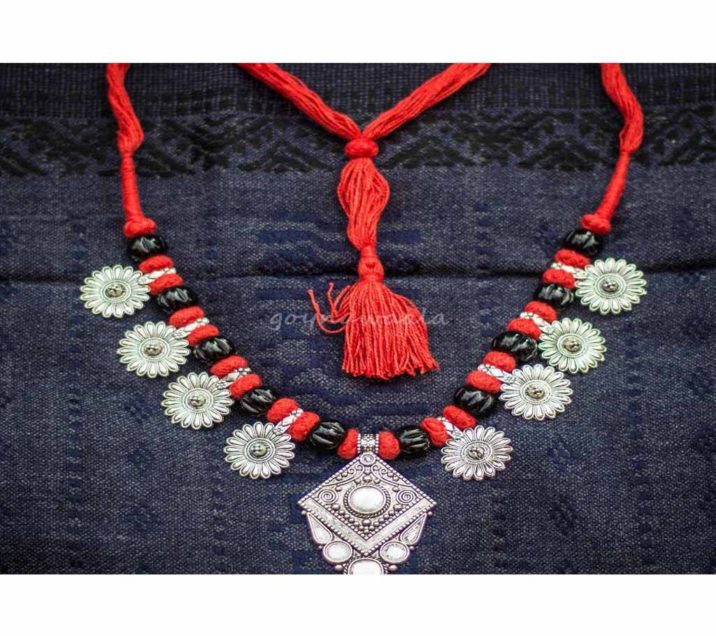 Metal & Fabric Combination Classic Necklace বাংলাদেশ - 736014