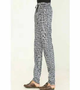 Mens extra relax cotton multi color check Trouser-Black 