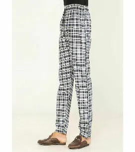 Mens extra relax cotton multi color check Trouser-B/W 