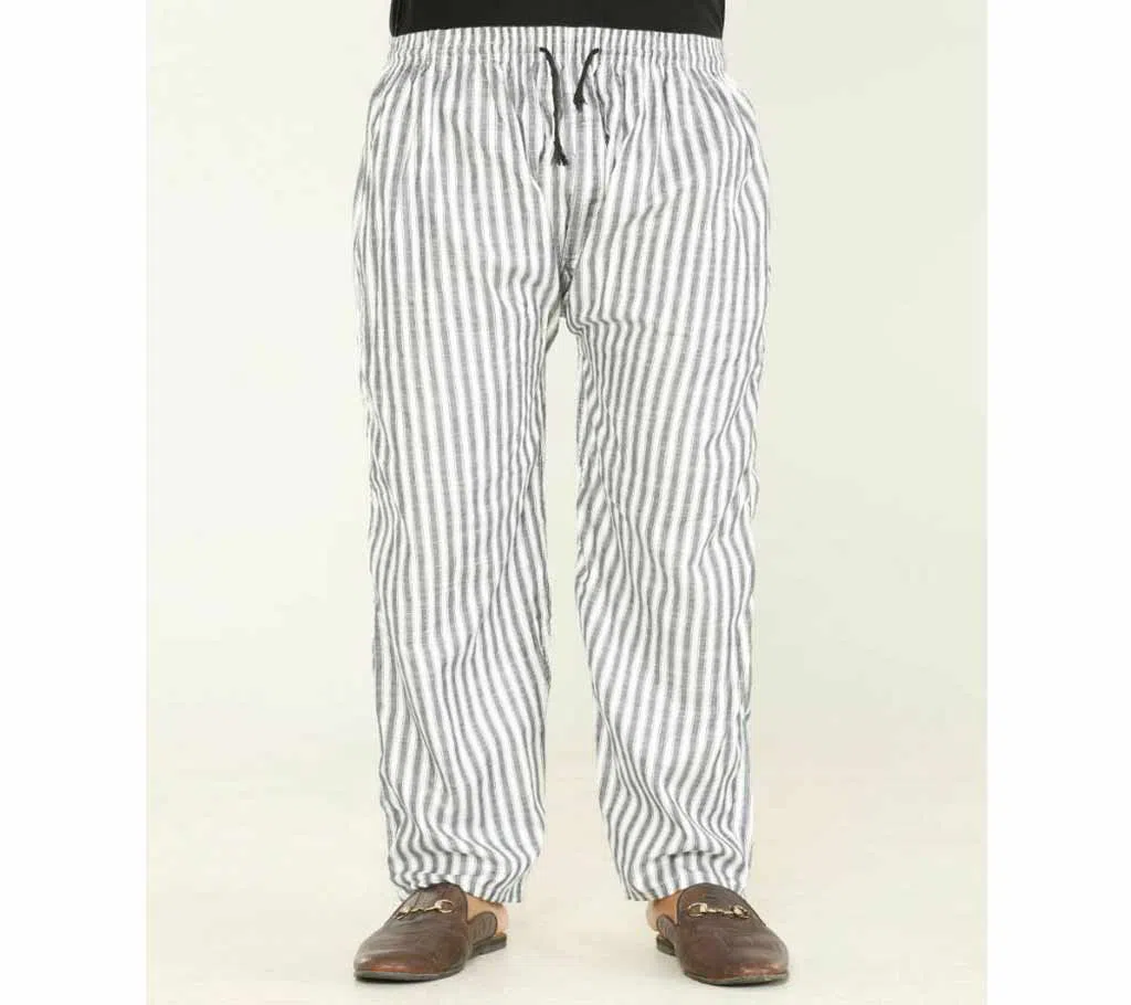 Mens extra relax cotton multi color check Trouser-White 
