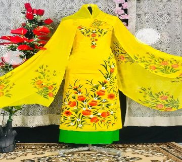 আনস্টিচড কটন তুলি স্ক্রিন প্রিন্ট থ্রি-পিস সালওয়ার কামিজ বাংলাদেশ - 13970921