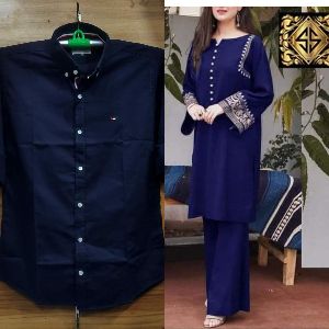 Linen Readymade Salwar Kameez and Cotton Shirt Couple Set
