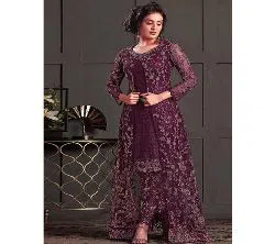 Unstitched Georgette Embroidery Salwar Kameez for women[Three pcs]-maroon 