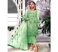 Unstitched Georgette Embroidery Salwar Kameez for women[Three pcs]-green 