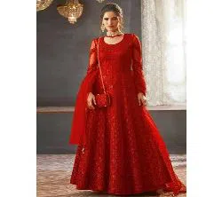 Unstitched Georgette Embroidery Salwar Kameez for women[Three pcs]-red 