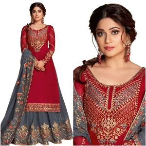 Georgette Embroidery New Stylish Semi Stitched Sharara Suits for Women 