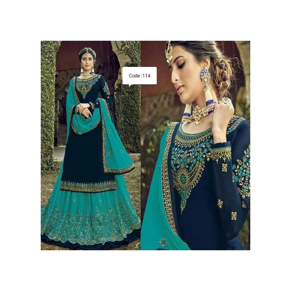 Georgette Embroidery New Stylish Semi Stitched Sharara Suits for Women