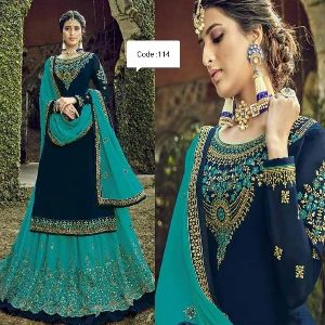 Georgette Embroidery New Stylish Semi Stitched Sharara Suits for Women