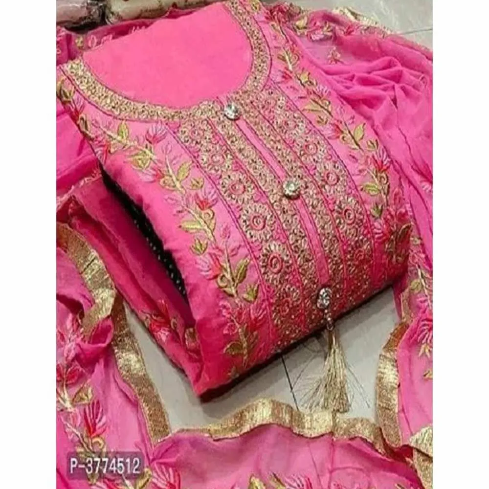 Unstitched Georgette Embroidery Salwar Kameez 4 pcs