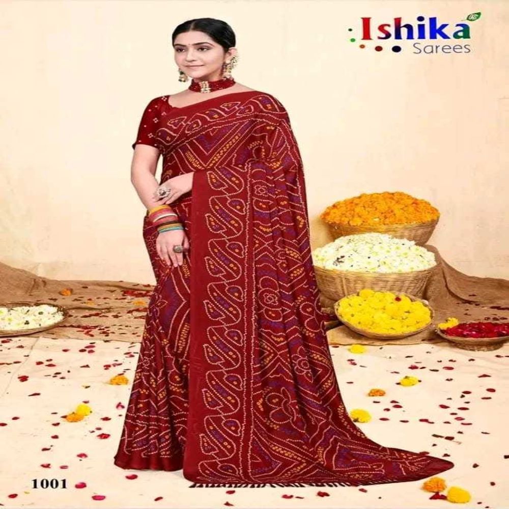 Indian Soft Georgette Saree with Blouse Piece (12 Haat Saree)