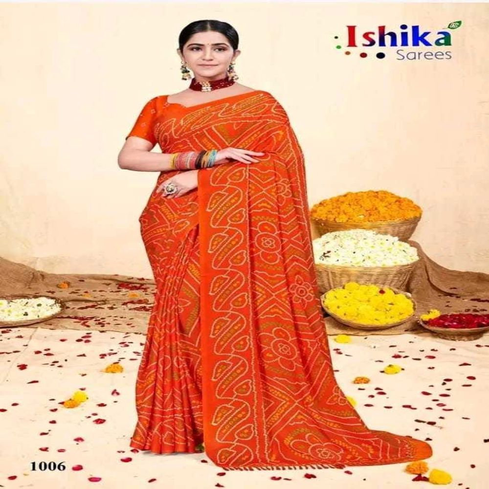 Indian Soft Georgette Saree with Blouse Piece (12 Haat Saree)