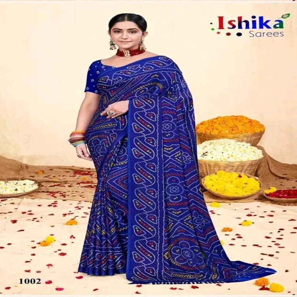 Indian Soft Georgette Saree with Blouse Piece (12 Haat Saree)