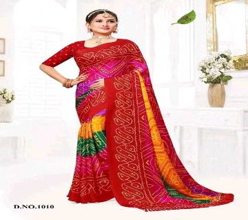 Indian Soft Risika Gorgette Saree with Blouse Piece (12 Haat Saree)