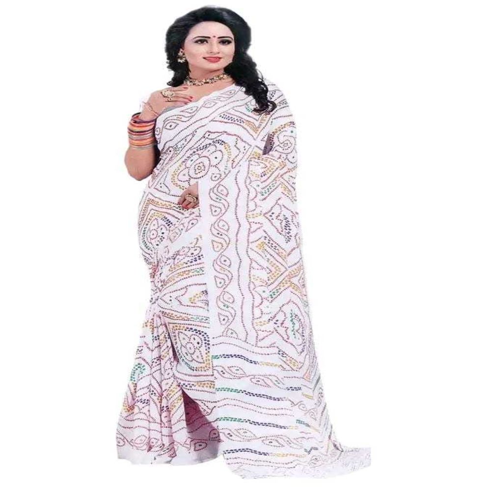 Indian Soft Risika Gorgette Saree with Blouse Piece (12 Haat Saree)