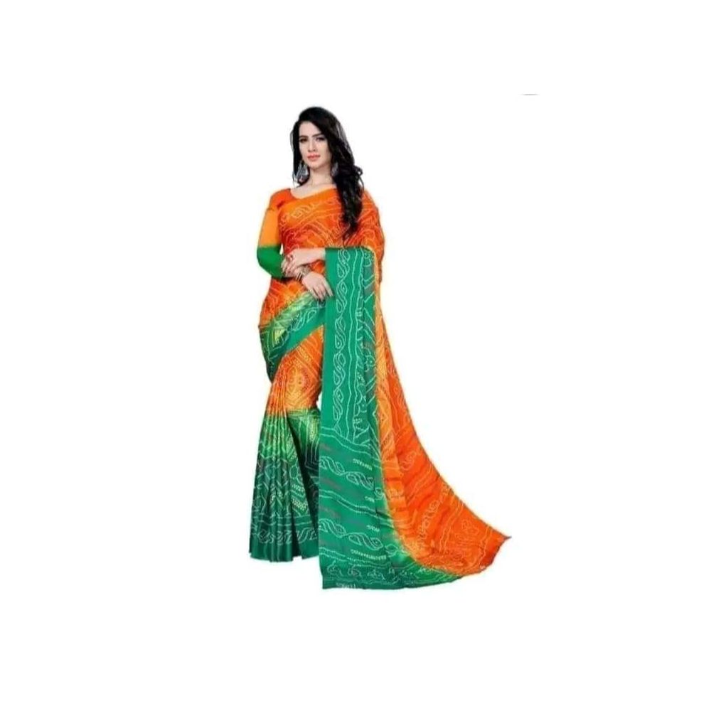 Indian Soft Risika Gorgette Saree with Blouse Piece (12 Haat Saree)