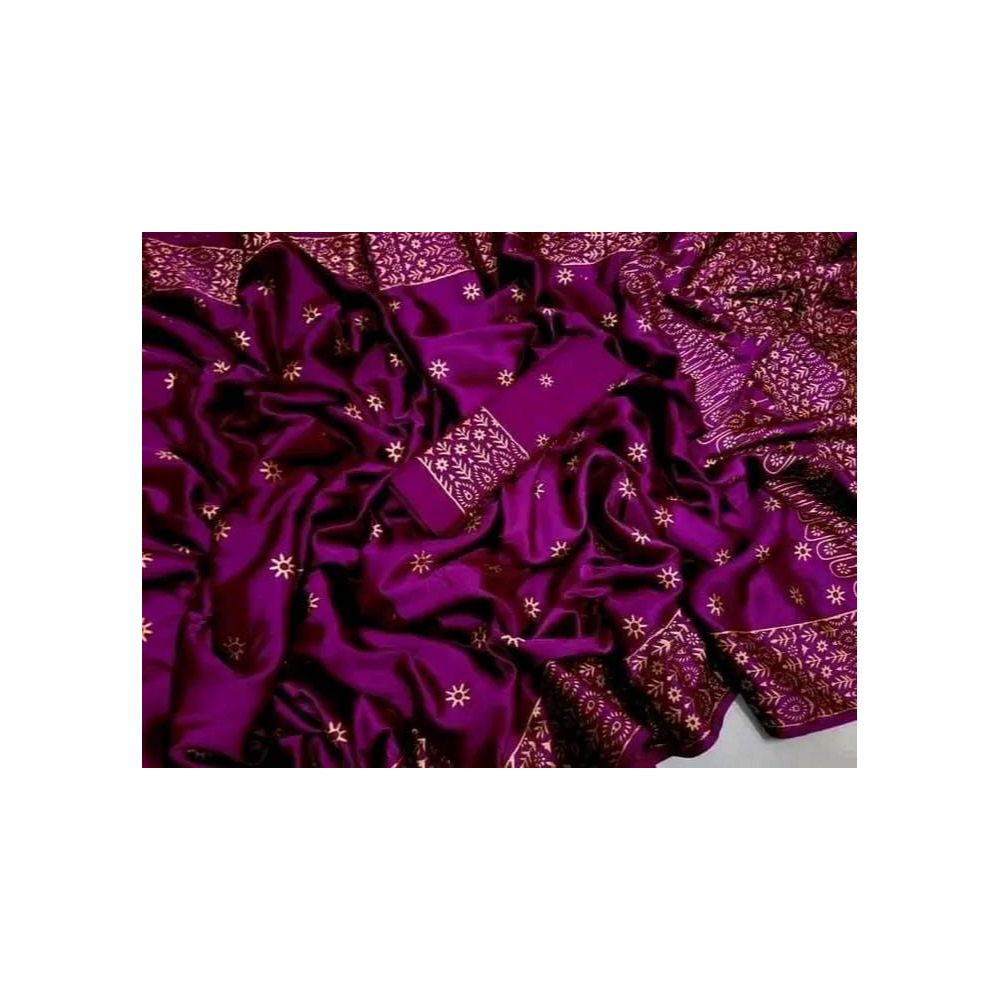 Japan Soft Silk Screen Print Saree with Unstitched Blouse Piece 