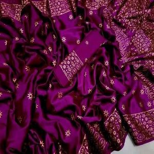 Japan Soft Silk Screen Print Saree with Unstitched Blouse Piece 