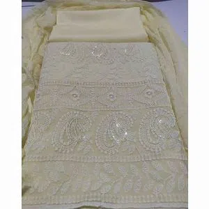 Unstitched Georgette Embroidery Karchupi Salwar Kameez for women[Three pcs]