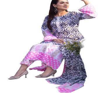 Cotton Skin Print UnStitched Shalwer Kameez For Women [ 3 pice]