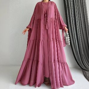 Premium Dubai Cherry 2 Part Abaya Borka with Separate Koti 