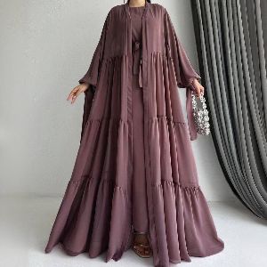 Premium Dubai Cherry 2 Part Abaya Borka with Separate Koti 