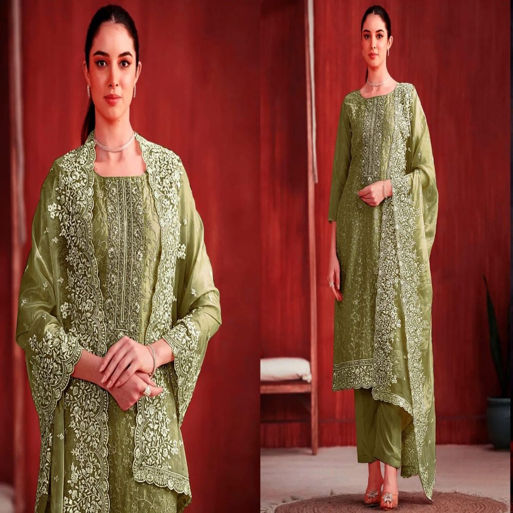 High Quality Georgette Embroidery Semi stitched New Stylish Party Salwar Kameez 4 Piece for Women