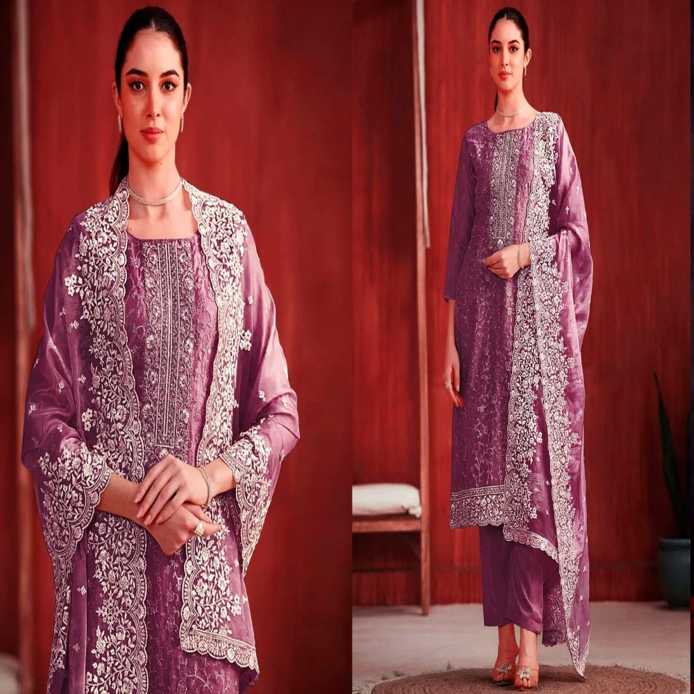 High Quality Georgette Embroidery Semi stitched New Stylish Party Salwar Kameez 4 Piece for Women